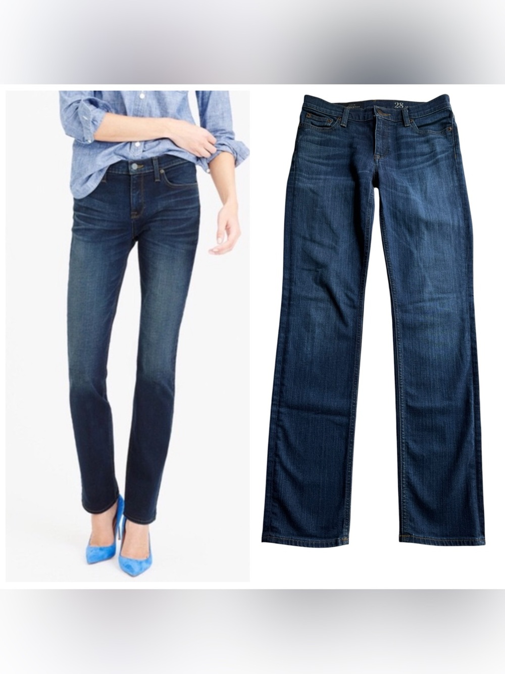 J. Crew Matchstick Denim Straight Leg Jeans Blue Size 28 31L Mid Rise